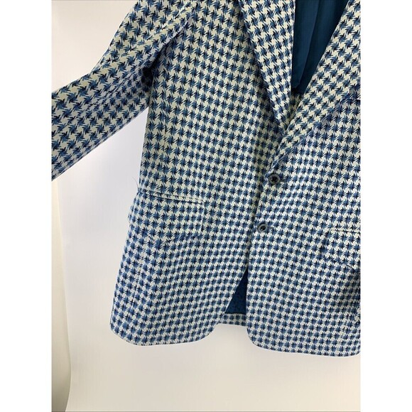 Ratner Clothes Hughes Hatcher Jacket Blue Pattern Houndstooth Blazer Mens M/L 40 - Picture 3 of 12